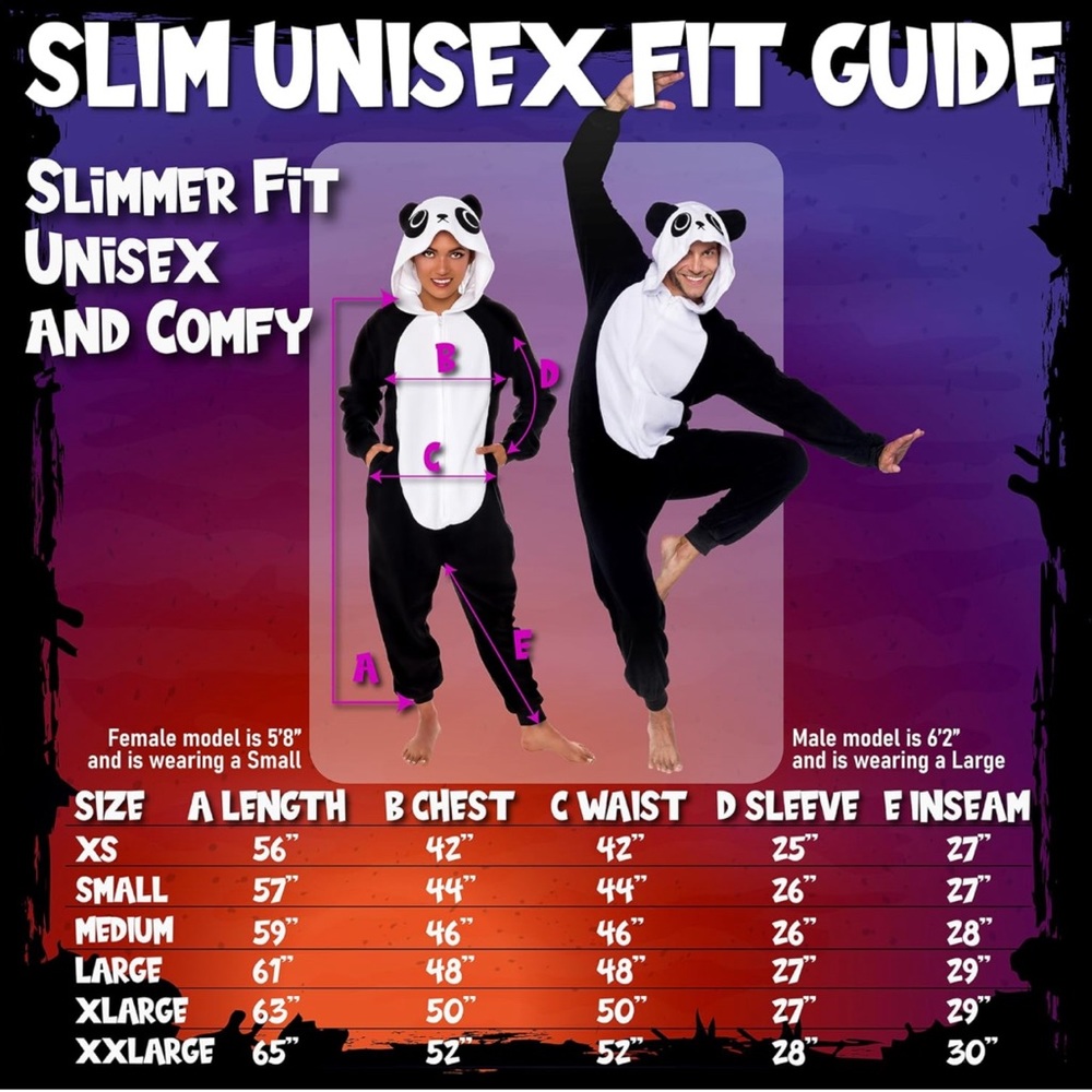 Wicked Panda Adult Onesie Halloween Costume - Plush Cosplay Suit, Women and Men - Picture 4 of 8